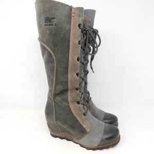 Sorel Cate The Great Tall Wedge Lace Up Boots 7.5